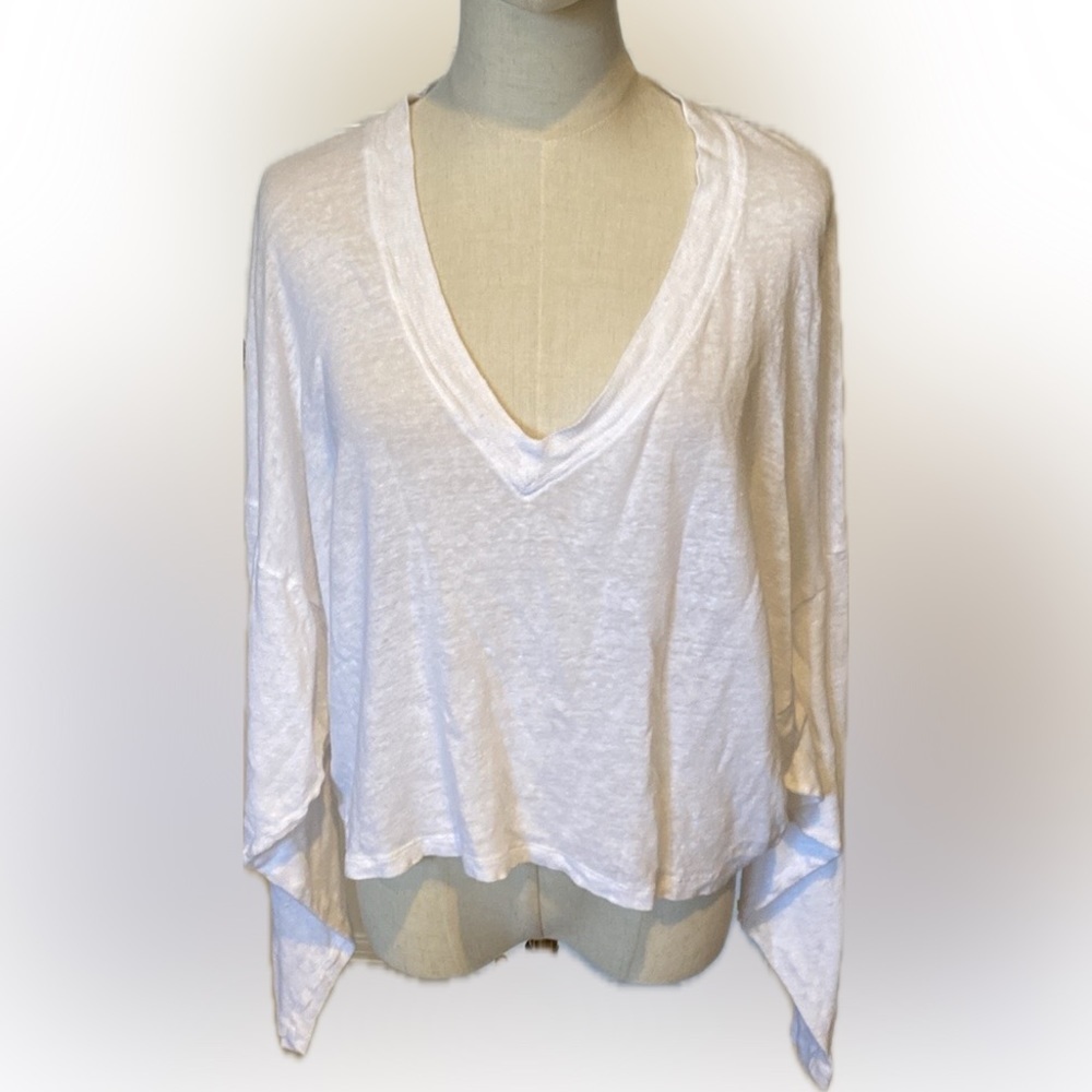 IRO V-NECK LONG SLEEVE CROP TOP M